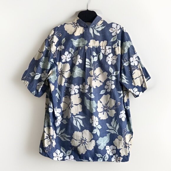 Men’s COOKE STREET Blue Floral Stone Wash Hawaiian Shirt Size 2XL - Picture 2 of 7